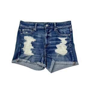 American Eagle High Rise Distressed Denim Shorts Size 10